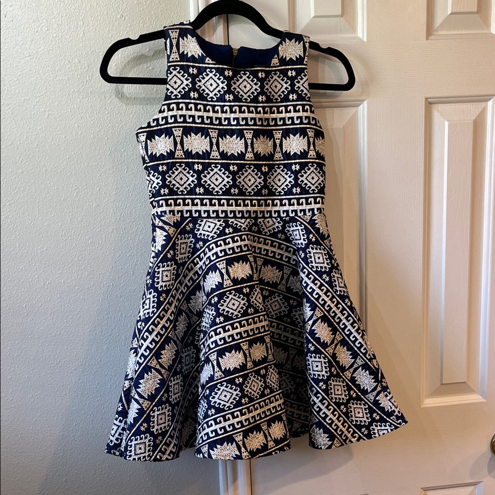 GB Girls Navy and White Geometric Dress